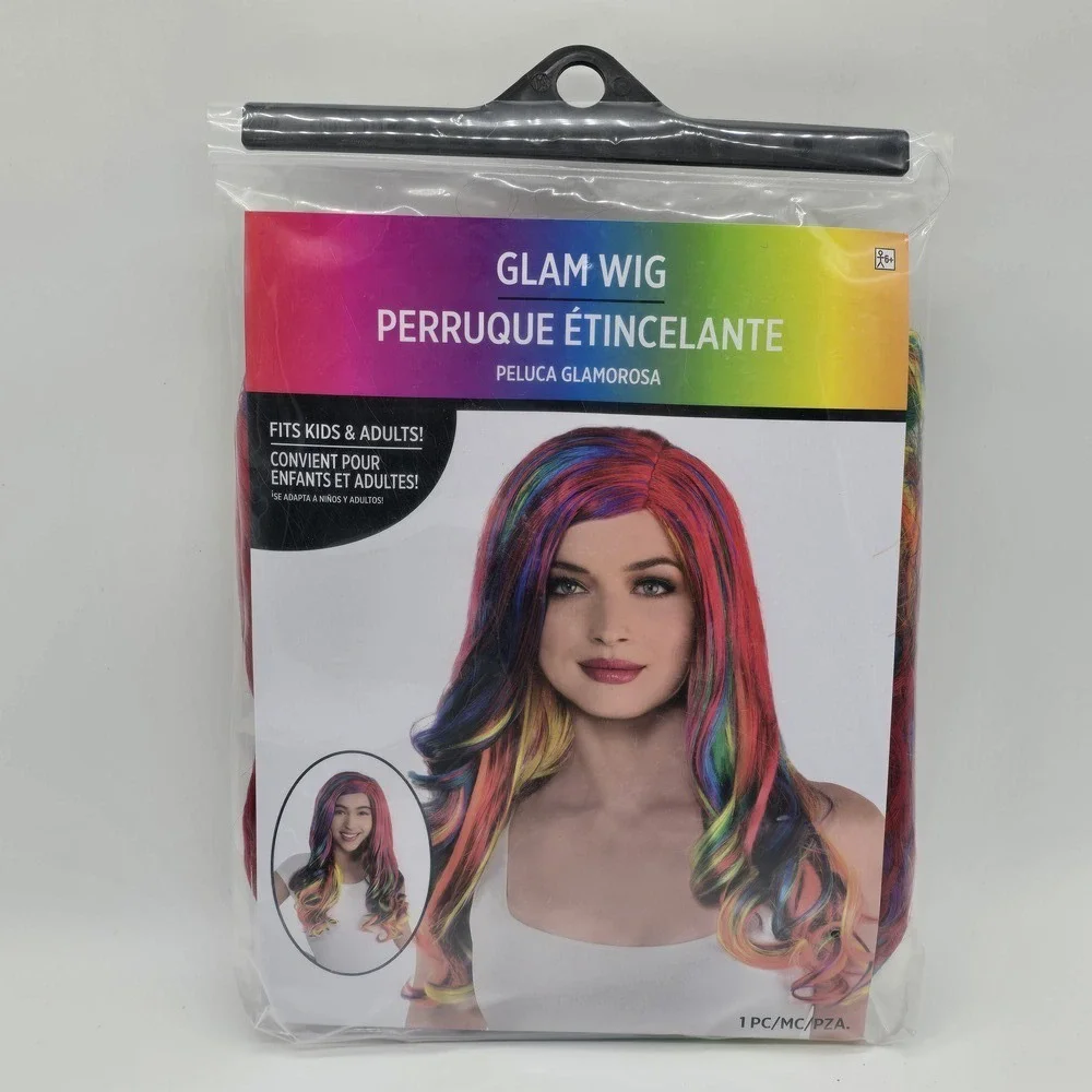 Long Rainbow Wig Wavy Multicolor Cosplay Costume Pride Festival NWT